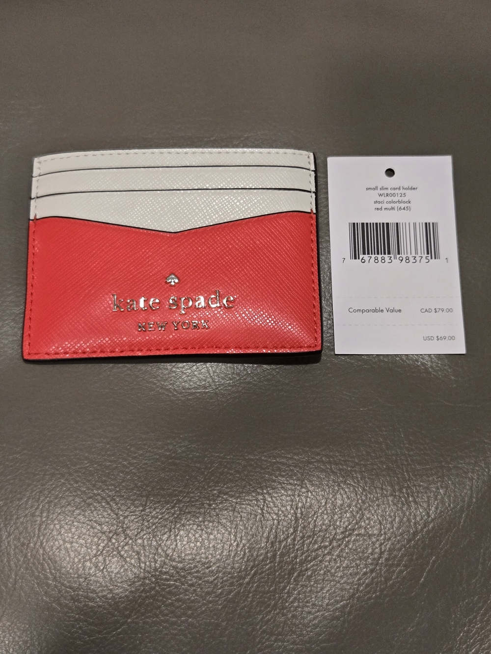 kate spade New York Slim Card Holder - White and Red NWT